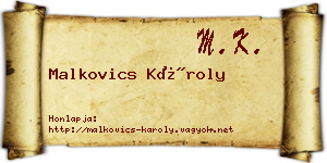 Malkovics Károly névjegykártya